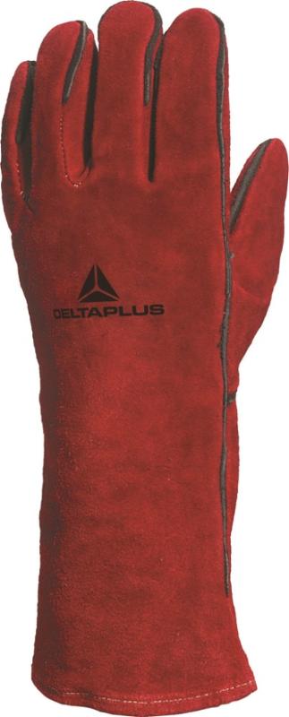 DP LASHANDSCHOEN SPLITLEDER ROOD 5-VINGER MODEL